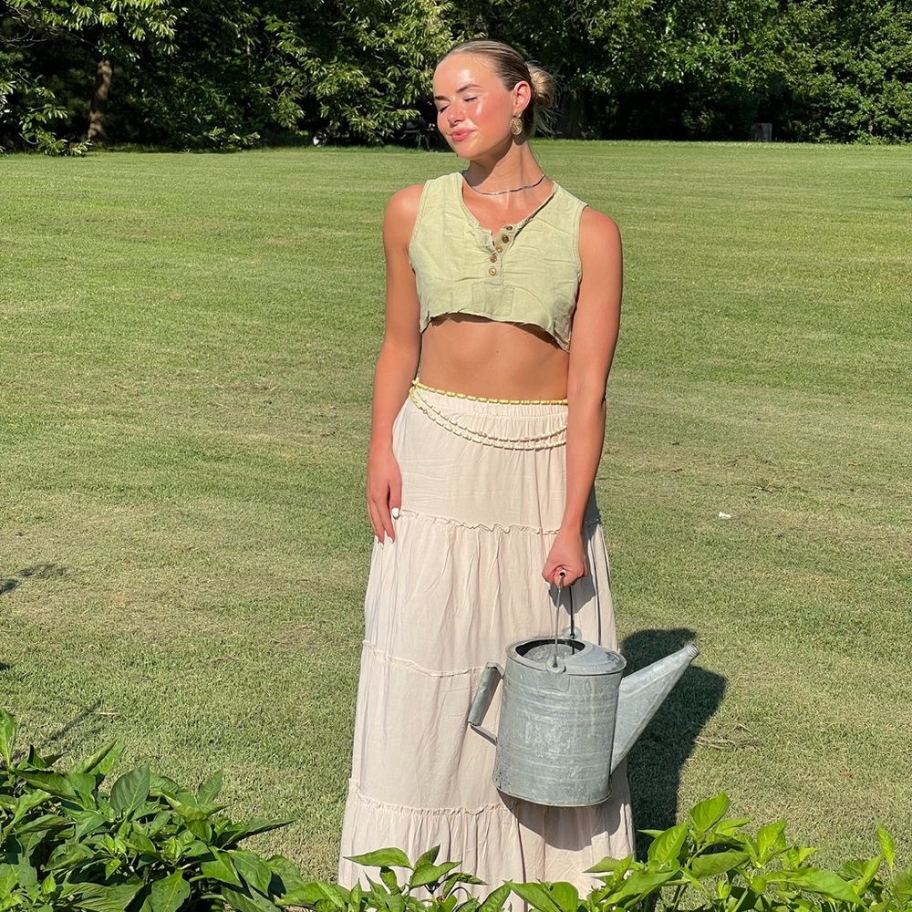 On The Ranch Maxi Skirt in Tan (with belt)